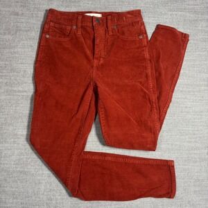 Madewell 10" High Rise Skinny Corduroy Pants Rust Red Size 25